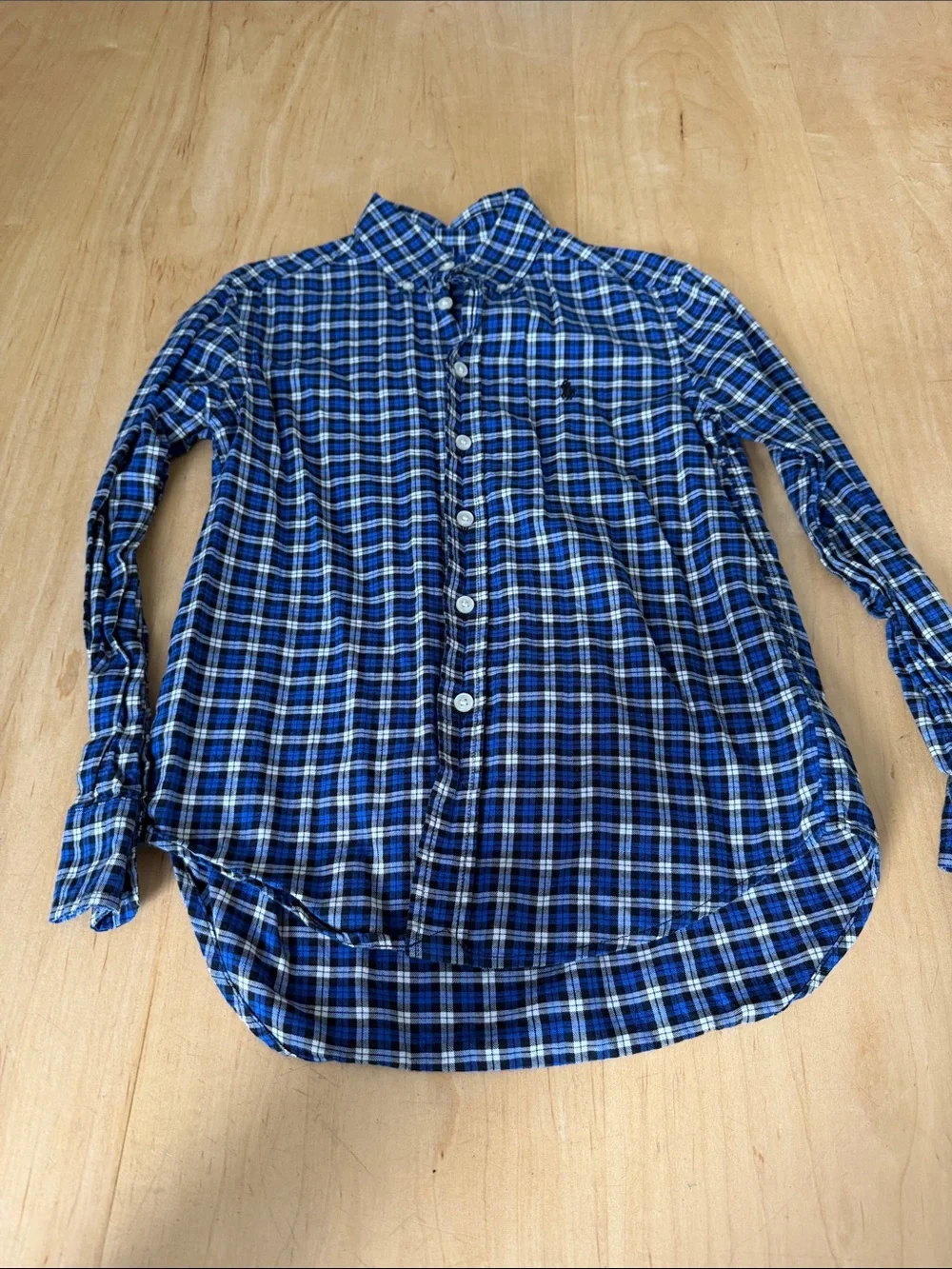 Ralph Lauren Blue and White Plaid Button-Down Shirt